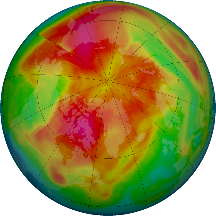Arctic ozone map for 12 March 1985